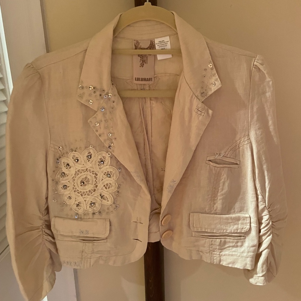 Lulumari Cream Embellished Blazer
